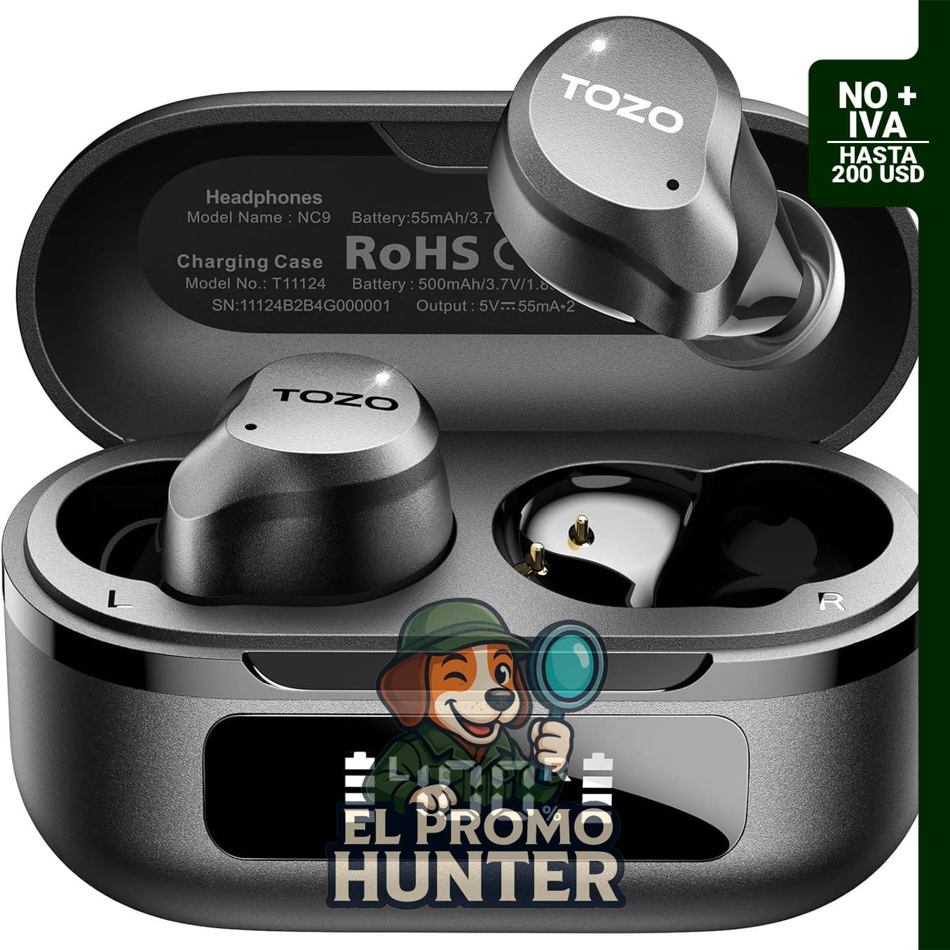 TOZO NC9 Auriculares inalámbricos híbridos con cancelación activa de ruido