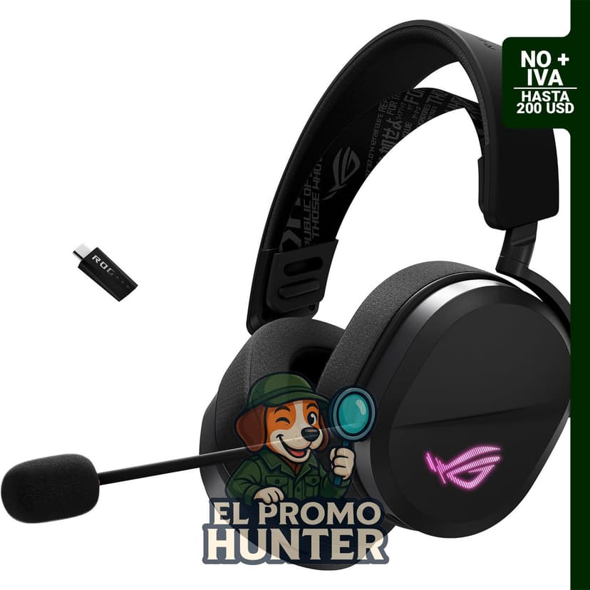 Auriculares inalámbricos ASUS ROG Pelta con micrófono desmontable, Tri-Mode (BT, 2.4GHz, USB-C), controladores de 50 mm.