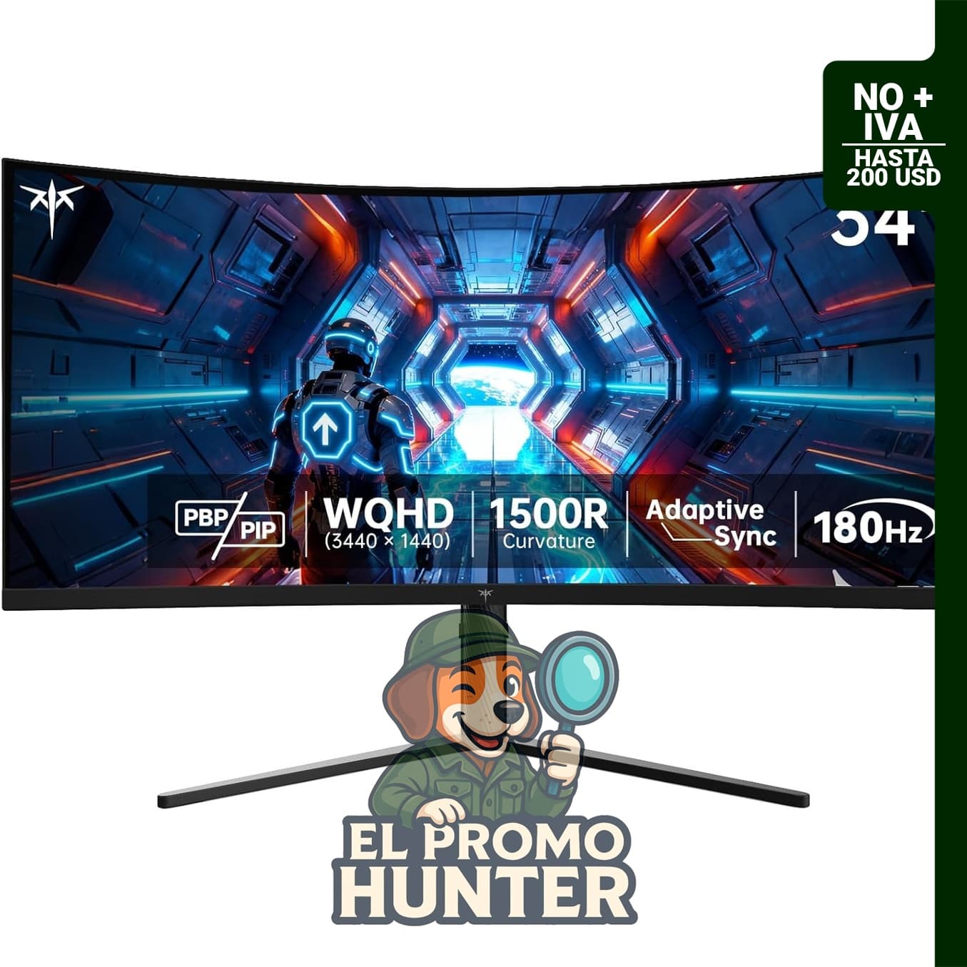 Monitor curvo KTC UWQHD de 34" (86 cm) para juegos, resolución 3440x1440, 180Hz, 1ms MPRT, contraste 4000:1.