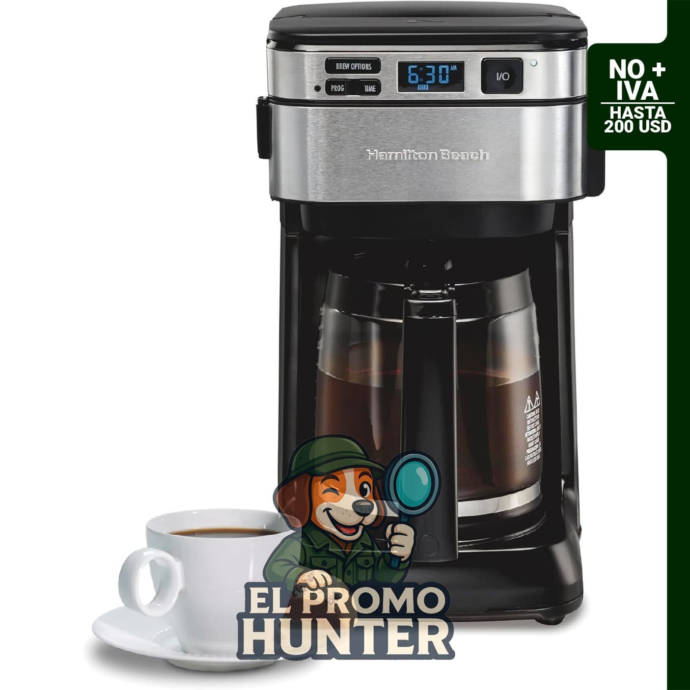 Hamilton Beach Cafetera programable de 12 tazas, filtro FrontFill.