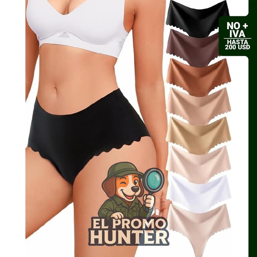 Paquete de 8 tangas sin costuras para mujer, de cintura alta.