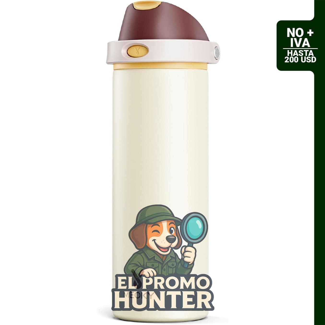 Botella de agua Meoky de 24 oz (710 ml) de acero inoxidable, tapa 2 en 1, a prueba de fugas.