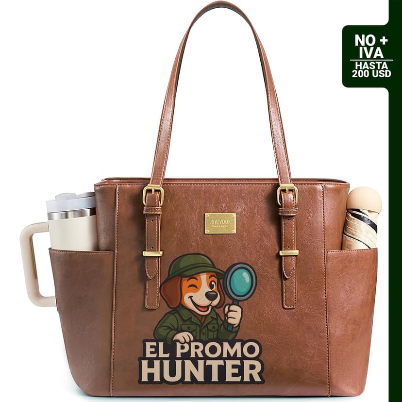 LOVEVOOK Bolsa de mano para laptop de cuero vintage, compatible con laptops de hasta 15.6" (39.6 cm).