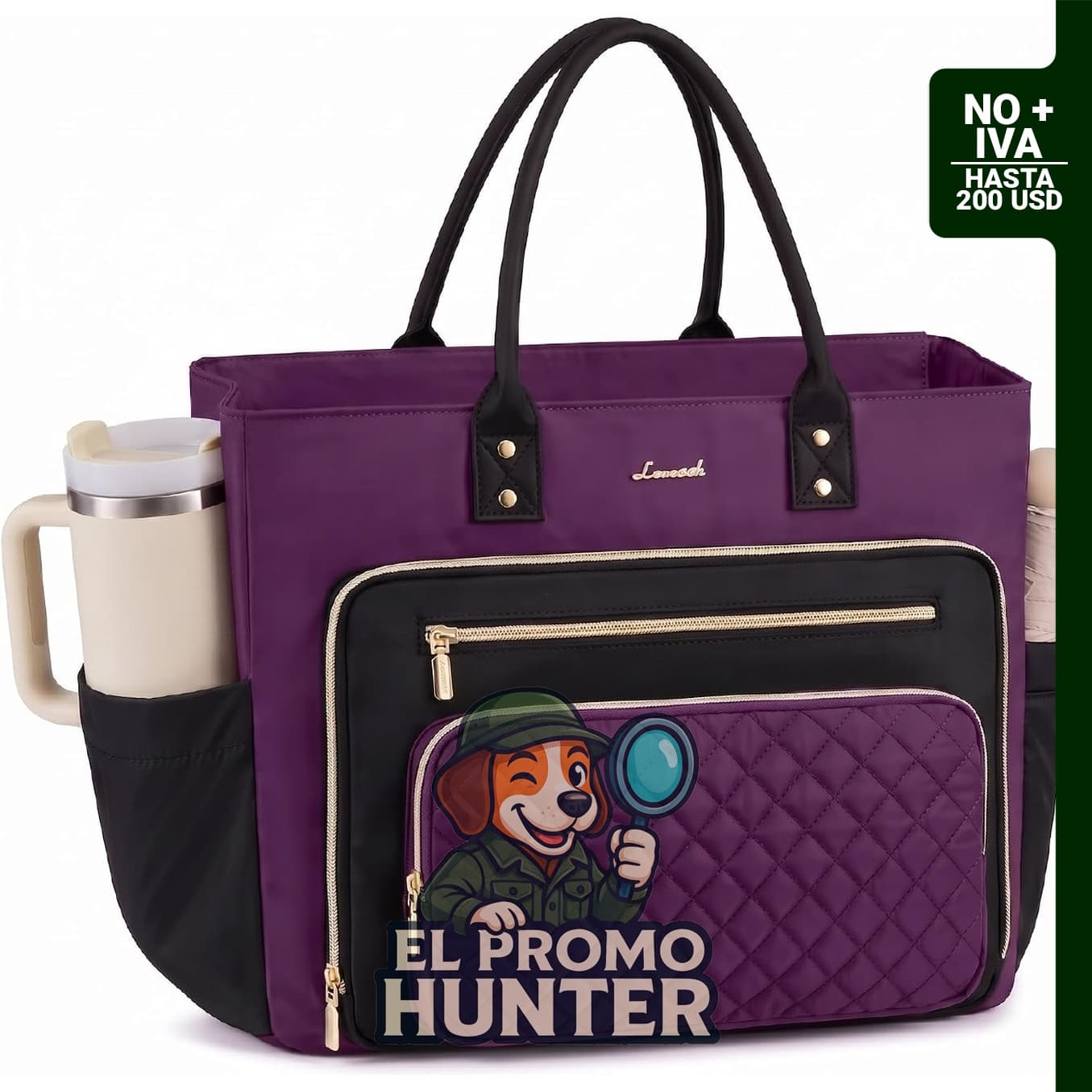 LOVEVOOK Bolsa de pañales para profesores y enfermeras, bolsa de mano para computadora portátil color morado.