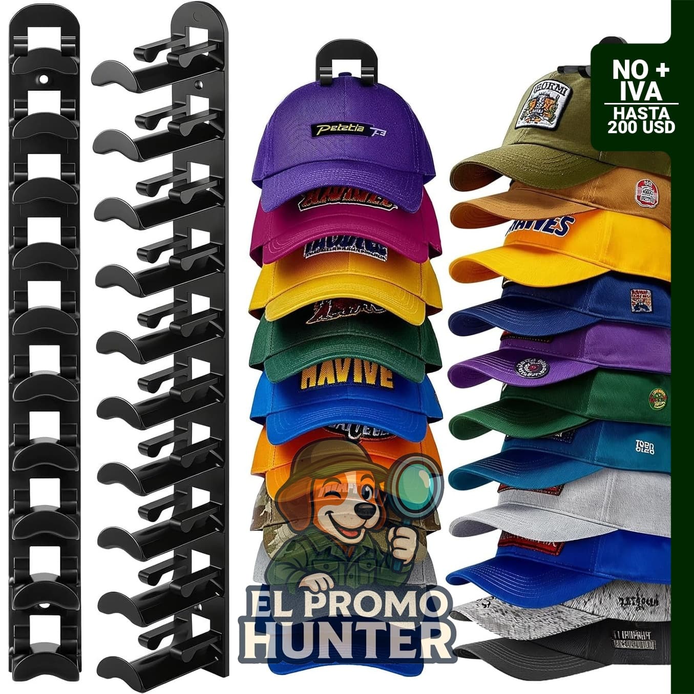 Paquete de 2 organizadores de sombreros para gorras de béisbol, con capacidad para hasta 20 sombreros.