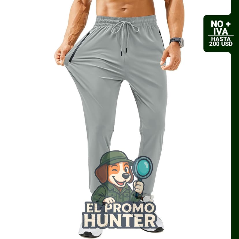 Pantalones deportivos para hombre, joggers ligeros con bolsillos con cremallera para entrenamiento y uso casual.