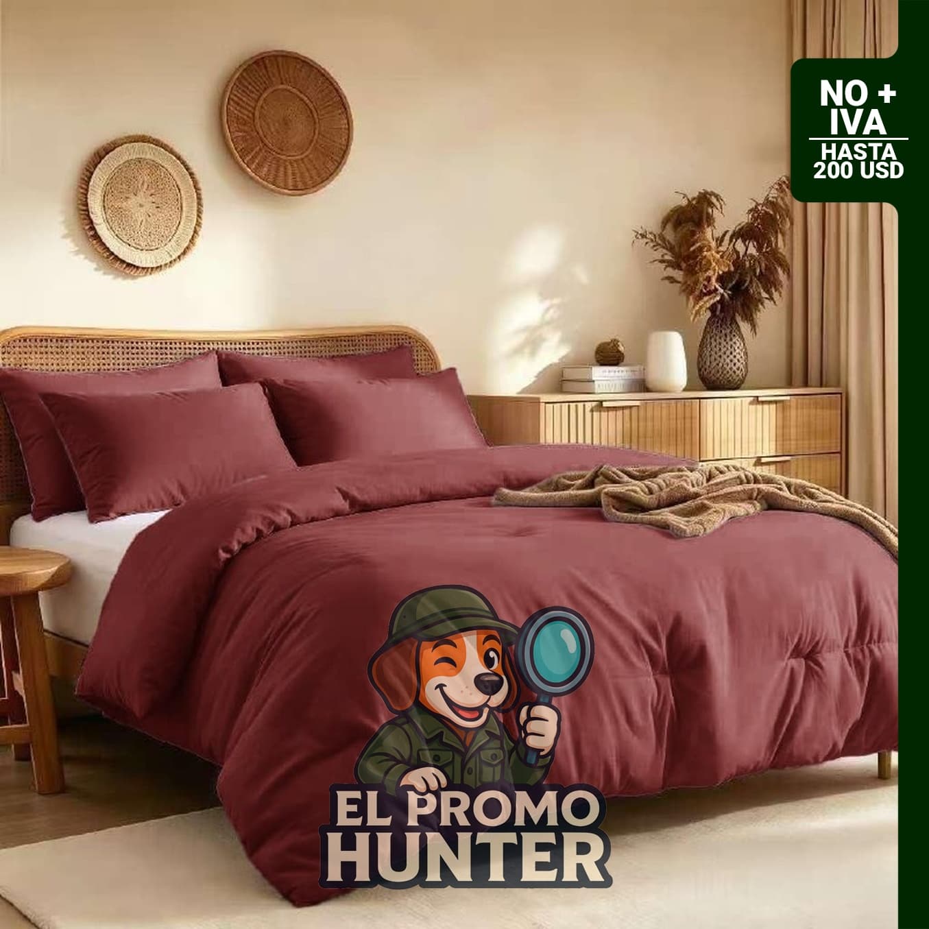 Quataly Juego de edredón doble color rojo oscuro, incluye edredón de 68" × 90" (173 cm × 229 cm) y 1 funda de almohada de 20" × 26" (51 cm × 66 cm).
