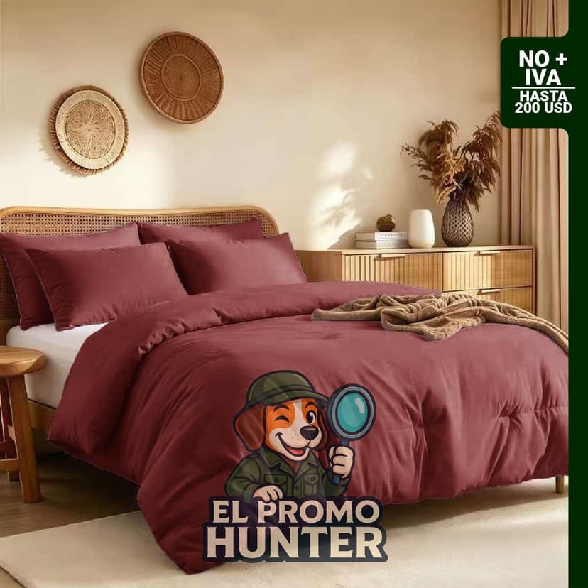 Quataly Juego de edredón doble color rojo oscuro, incluye edredón de 68" × 90" (173 cm × 229 cm) y 1 funda de almohada de 20" × 26" (51 cm × 66 cm).