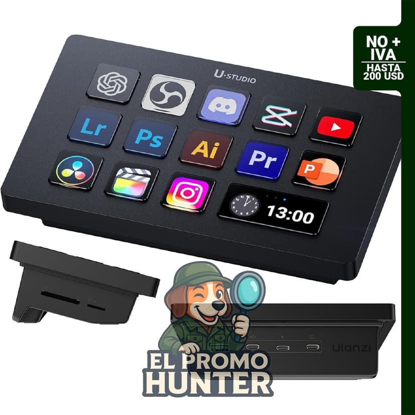 ULANZI D200H Controlador de estudio 7 en 1 con hub y teclado programable para aplicaciones de sonido.