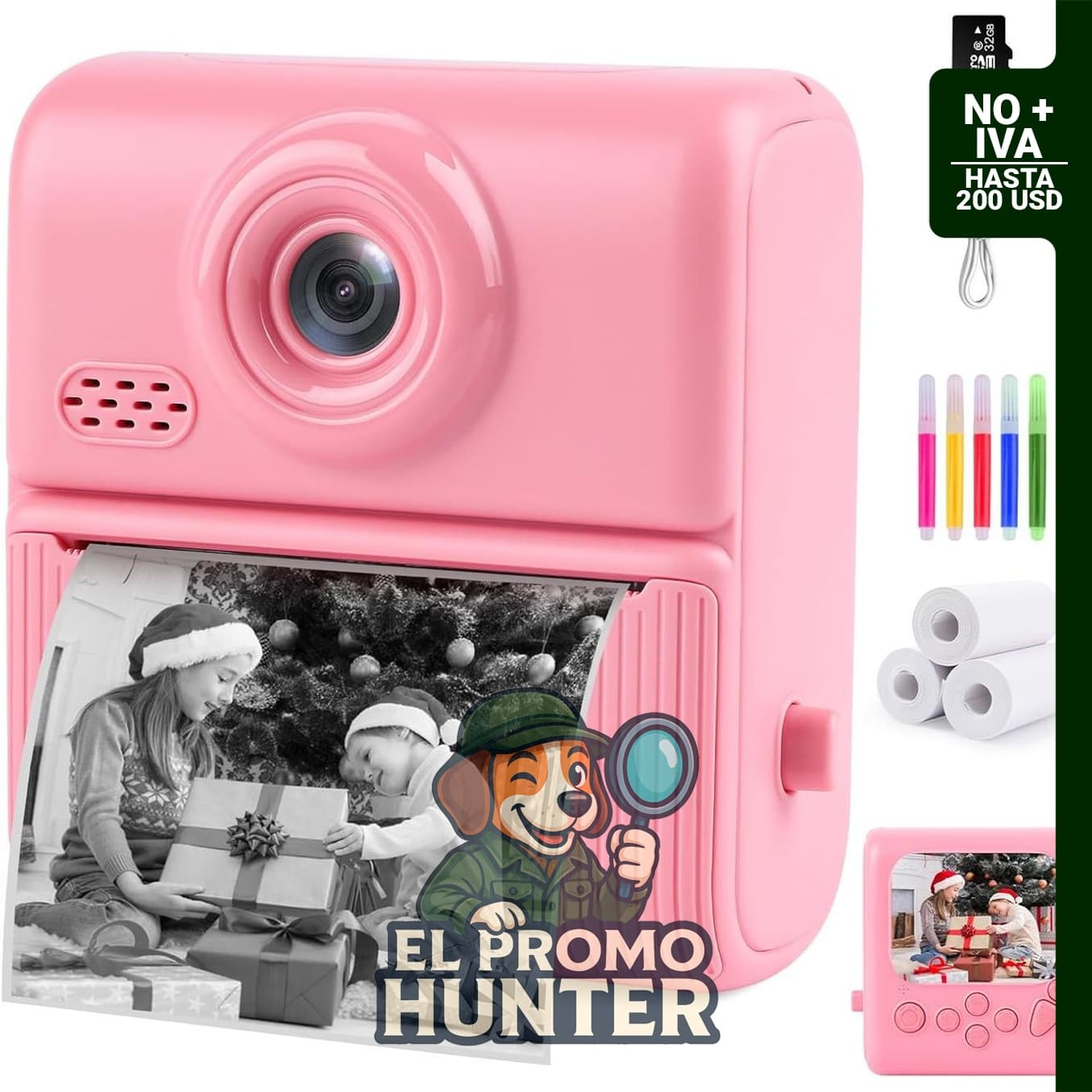 Cámara instantánea Nisumkey para niños, con impresión térmica y video 1080P.