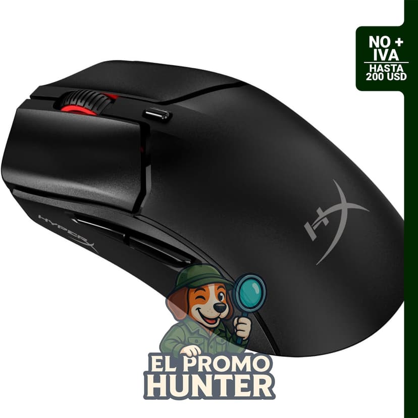 HyperX Pulsefire Haste 2 Mini - Ratón inalámbrico compacto para juegos, conexión Bluetooth 2.4GHz, color negro.