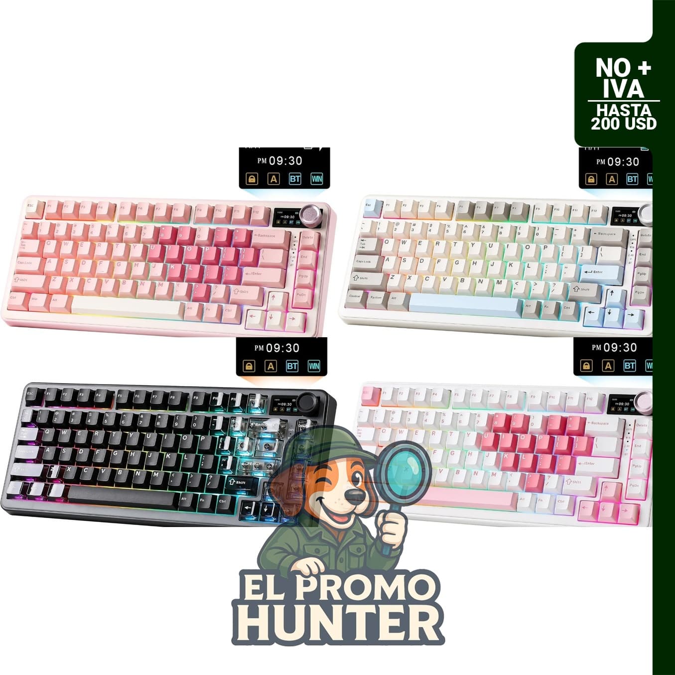 YUNZII Teclado mecánico B75 PRO MAX 75% (corazón blanco, cacao V2)