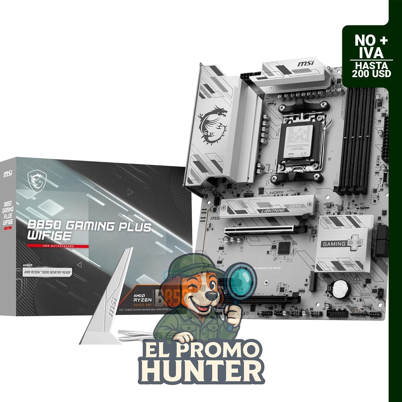 MSI Placa base B850 Gaming Plus WIFI6E, ATX, compatible con procesadores AMD Ryzen 9000/8000/7000, AM5, DDR5 hasta 8200 MT/s (OC).