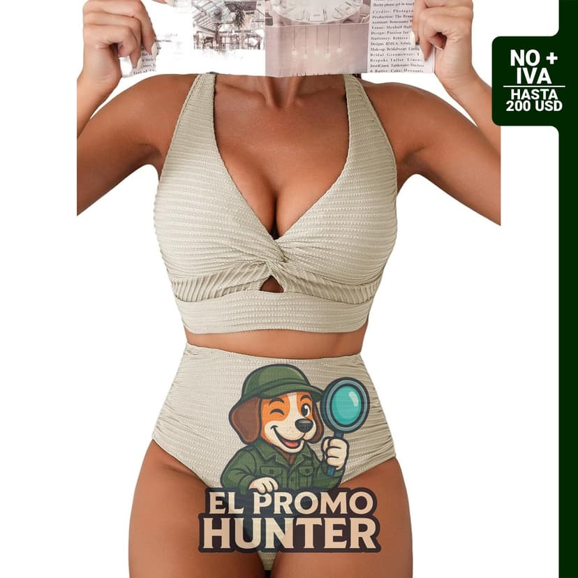 Conjunto de bikini de cintura alta con top de frente torcida para mujer.
