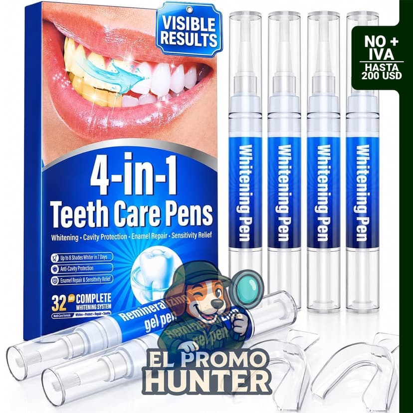 Kit de bolígrafo blanqueador de dientes con 35% de peróxido de carbamida, incluye 4 bolígrafos blanqueadores y 2 remineralizantes.