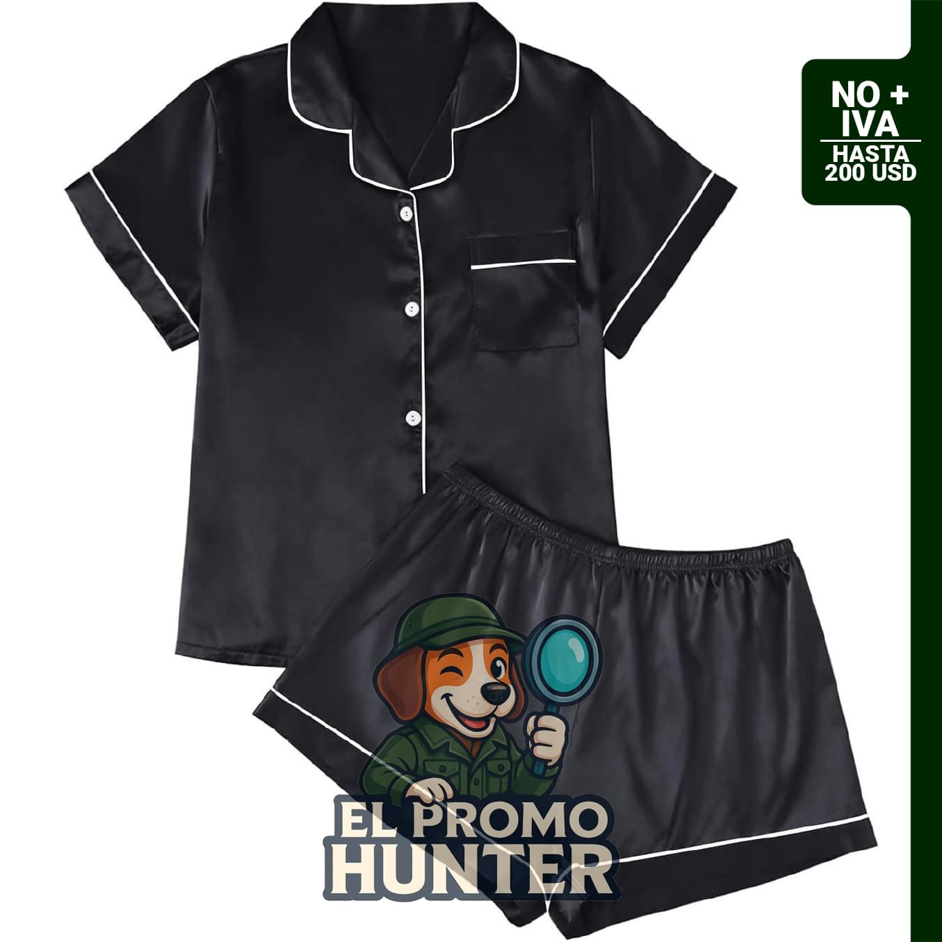 LILLUSORY Conjunto de pijama de satén de seda para mujer, 2 piezas, incluye camisa con botones y pantalones cortos.