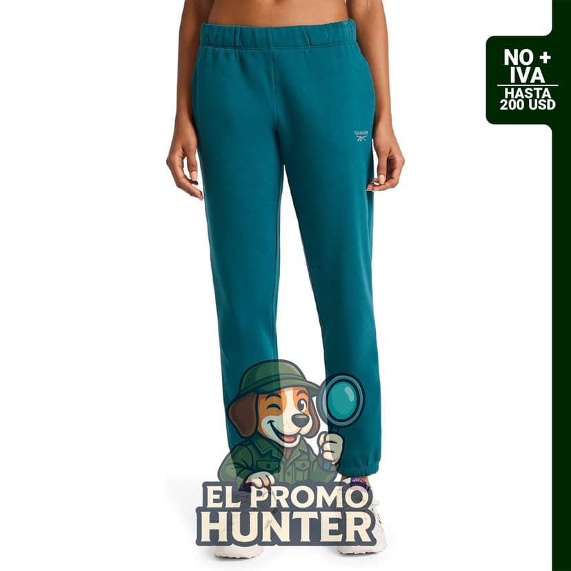 Pantalones de chándal Reebok para mujer, ajuste estándar, entrepierna de 76 cm, mezcla de algodón y poliéster.