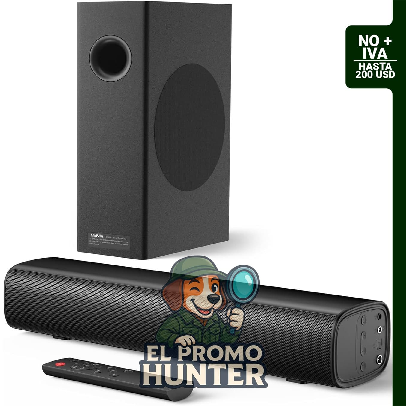 Saiyin Barra de sonido 2.1 con subwoofers de 4" (10 cm) y potencia de 70 W, sistema de sonido envolvente.