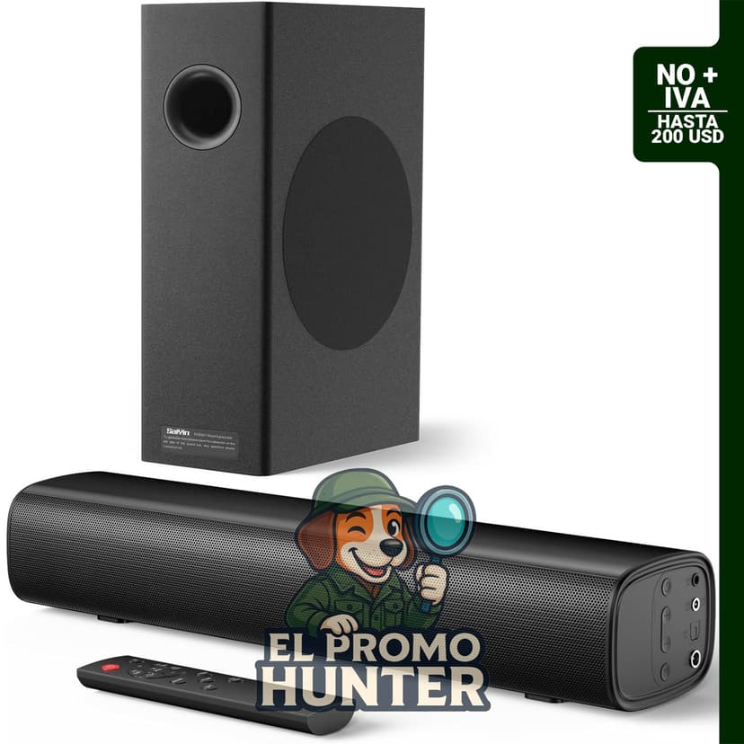 Saiyin Barra de sonido 2.1 con subwoofers de 4" (10 cm) y potencia de 70 W, sistema de sonido envolvente.