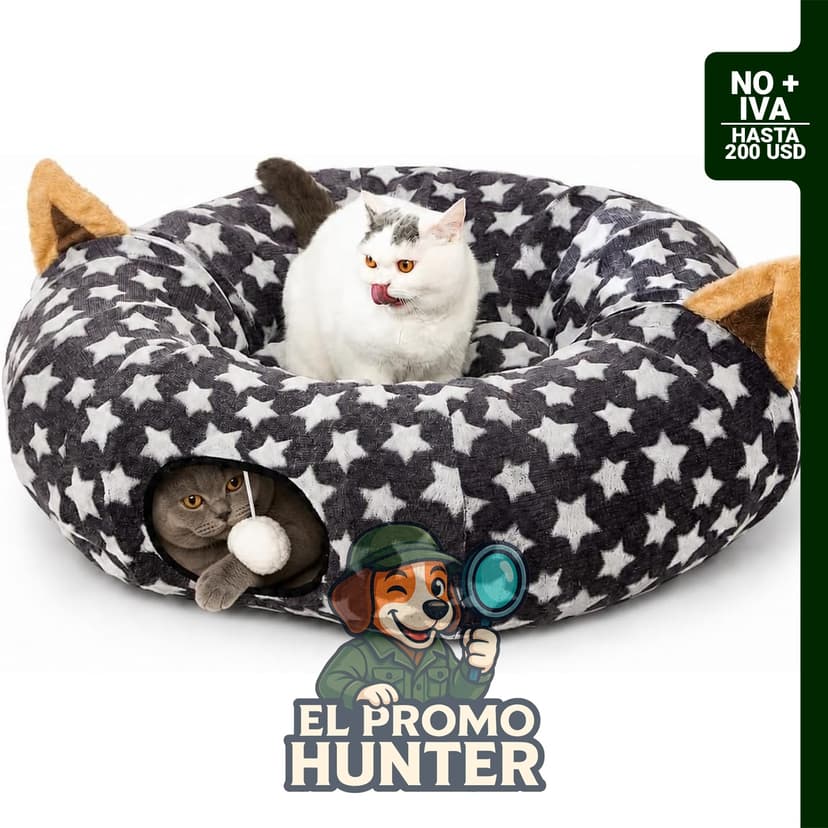 Cama túnel grande para gatos, diámetro de 25.4 cm y longitud de 91 cm, incluye pelotas de juguete esponjosas.
