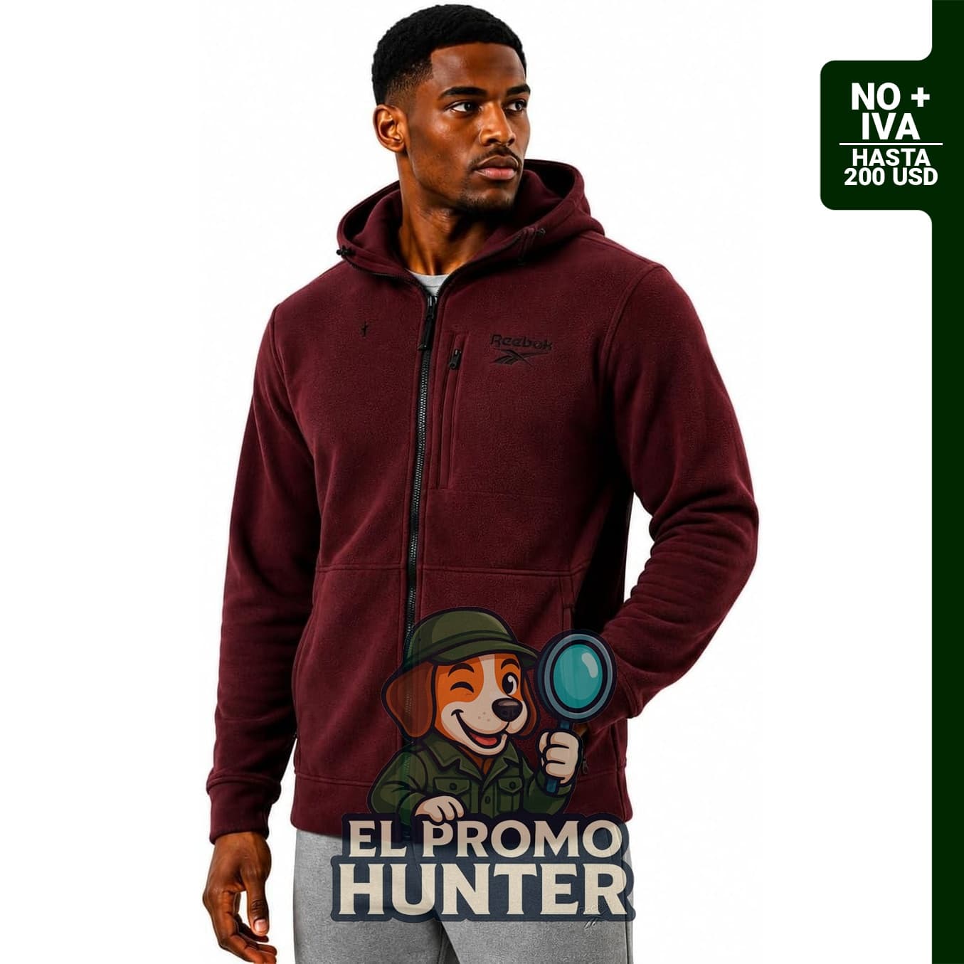 Reebok Chaqueta de forro polar para hombre, ligera y con cremallera, adecuada para actividades al aire libre.