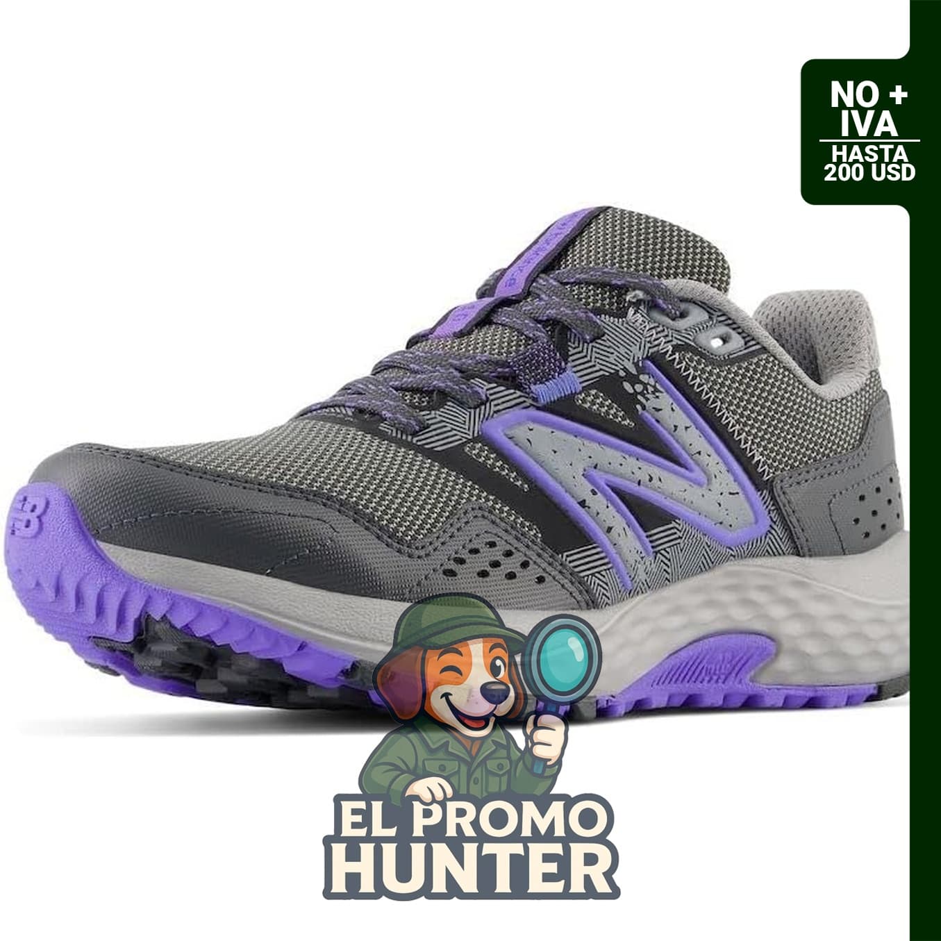 Zapatillas New Balance 410v8 Trail para mujer, diseñadas para correr en terrenos variados.