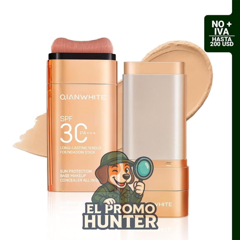 Protector solar mineral facial en barra con SPF, contiene óxido de zinc y dióxido de titanio.
