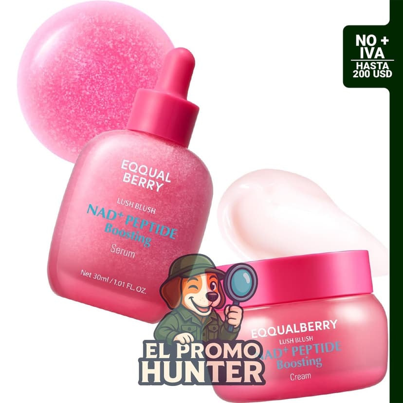 EQQUALBERRY NAD+ Peptide Boosting Serum & Cream Duo, crema y suero para el cuidado de la piel.