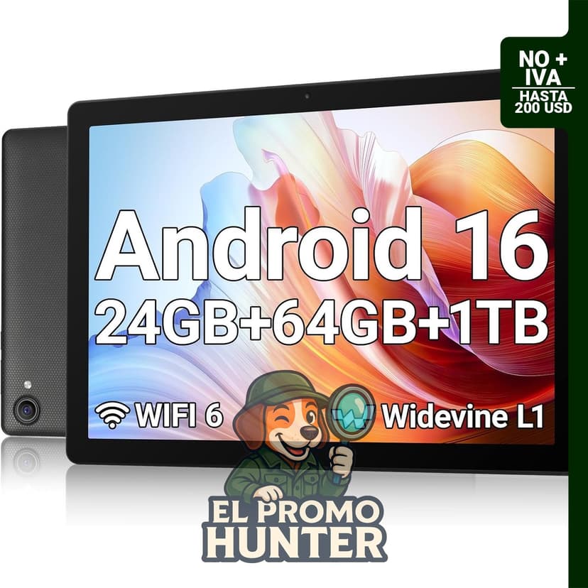 Jeazans Tablet Android 10.1" con 20GB RAM, 64GB ROM y expansión de hasta 1TB.