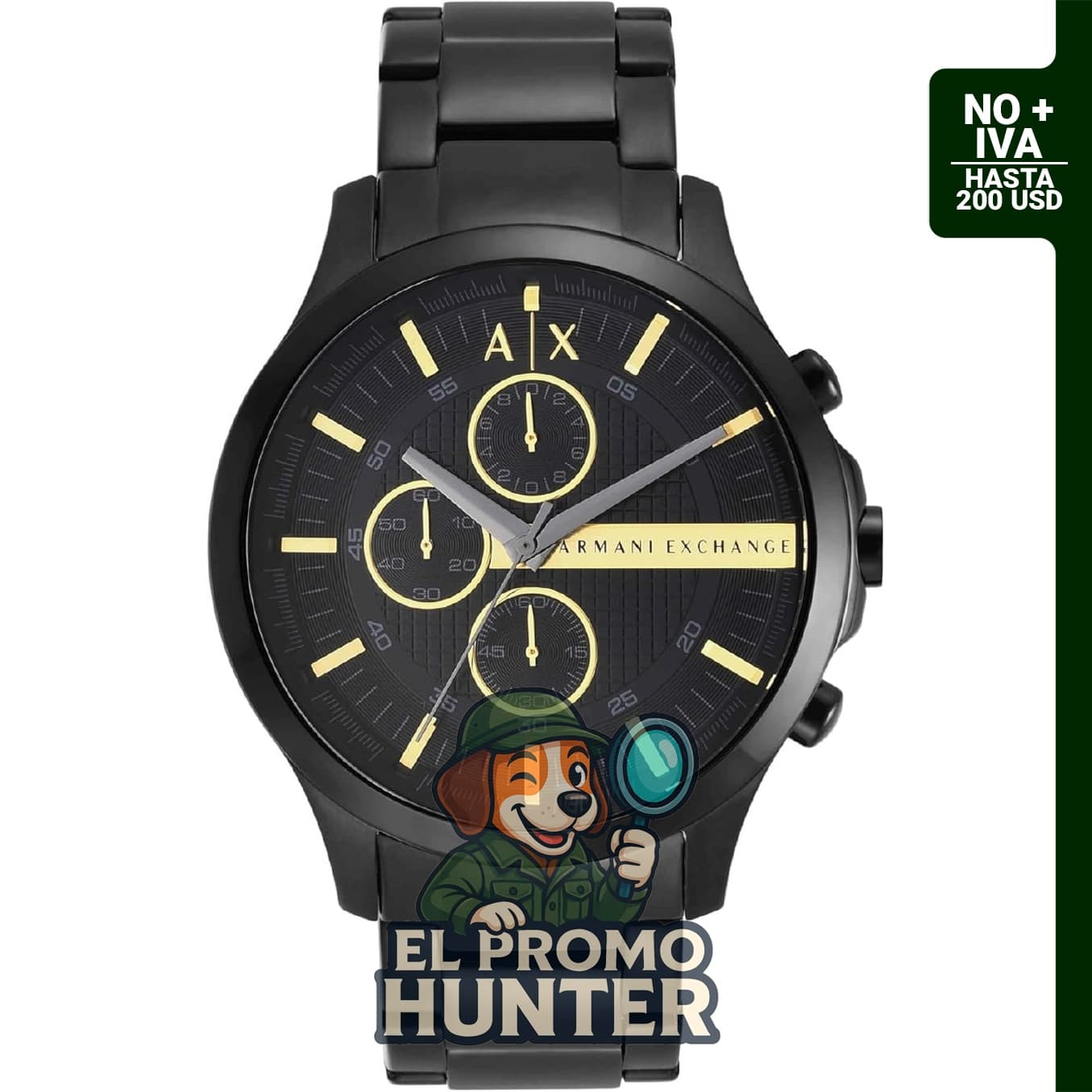 Reloj cronógrafo Armani Exchange A|X para hombre con correa de cuero, acero inoxidable o silicona.