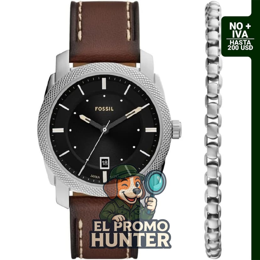 Fossil Reloj de cuarzo para hombre, acero inoxidable, tres manecillas.