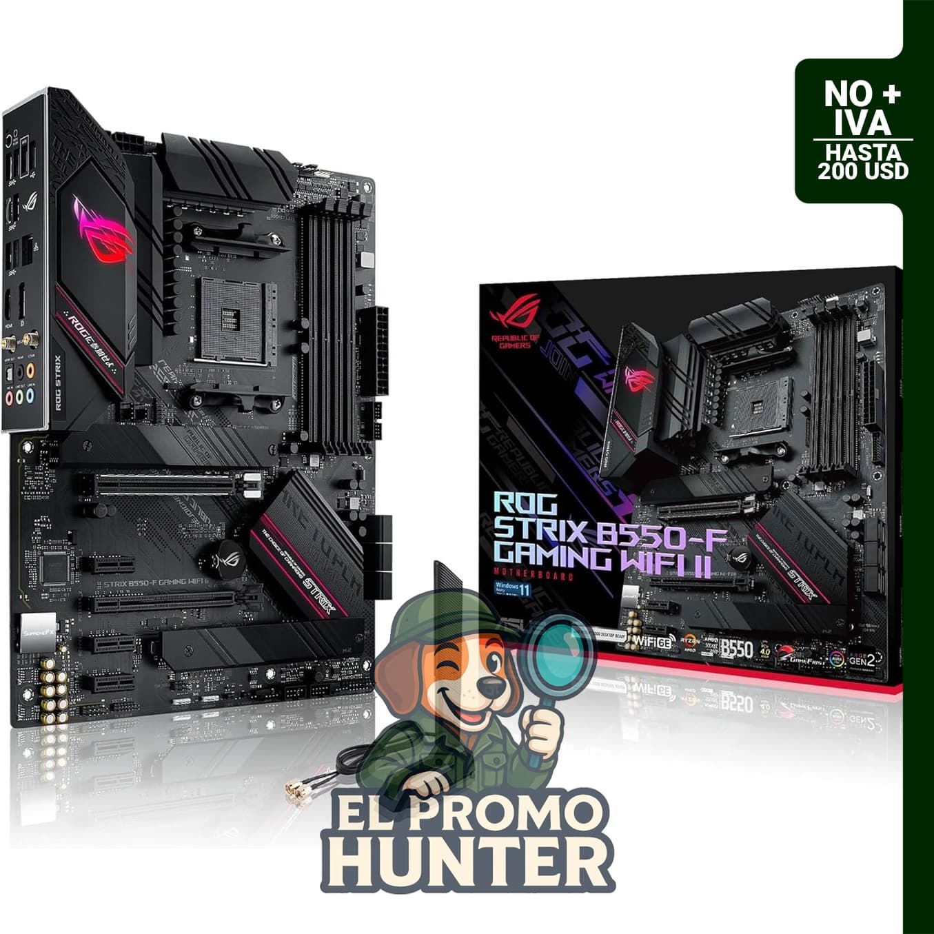 ROG STRIX B550-F GAMING WIFI II, tarjeta madre ATX para procesadores AMD AM4 (3ra Gen Ryzen), con PCIe 4.0 y WiFi 6E.