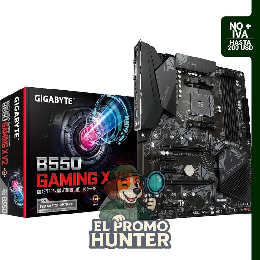 GIGABYTE B550 Gaming X V2, tarjeta madre ATX compatible con AMD Ryzen 5000, con M.2, HDMI, DVI y USB 3.1 Gen 2.