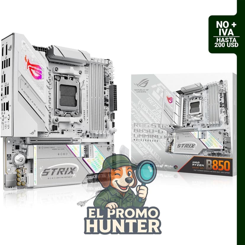ASUS ROG Strix B850-G Gaming WiFi, placa base mATX con soporte para AMD AM5, 14+2+1 etapas de potencia y ranuras DDR5.