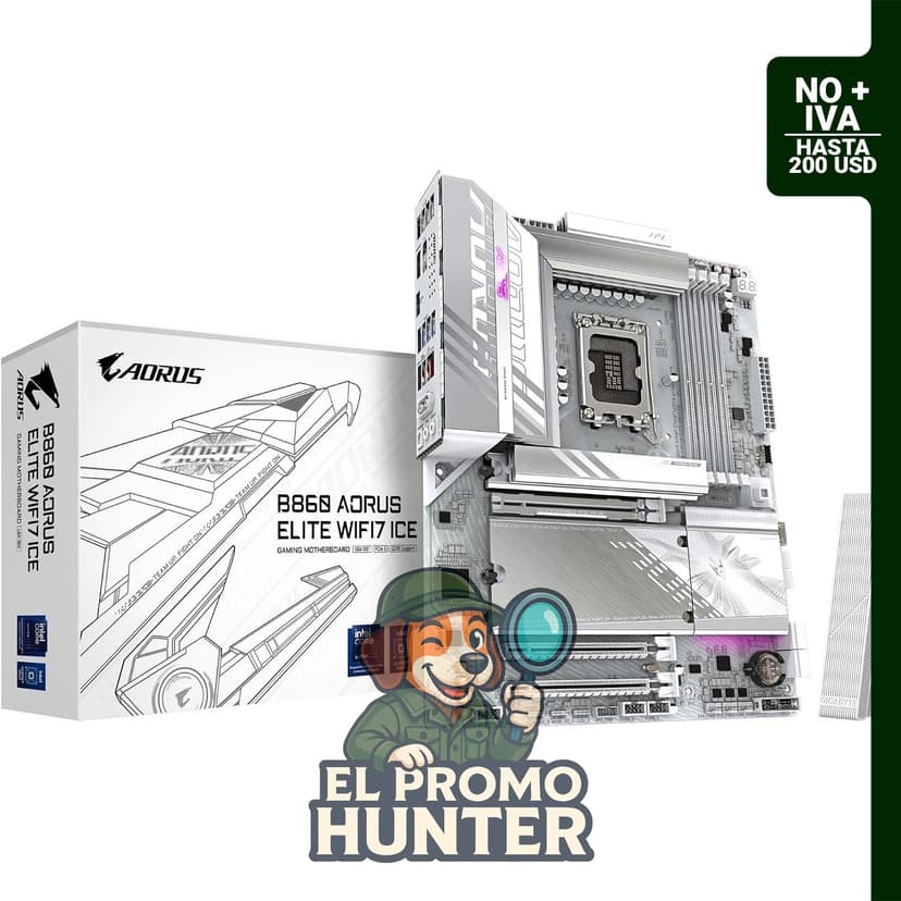 GIGABYTE B860 AORUS Elite WIFI7 ICE, placa base ATX LGA 1851, compatible con Intel Core Ultra, DDR5, 3X M.2, PCIe 5.0, USB-C, WIFI7, LAN de 2.5GbE.