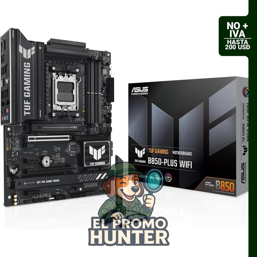 ASUS TUF Gaming B850-PLUS WiFi AMD AM5 B850 ATX Placa base con soporte para DDR5 y PCIe 5.0.
