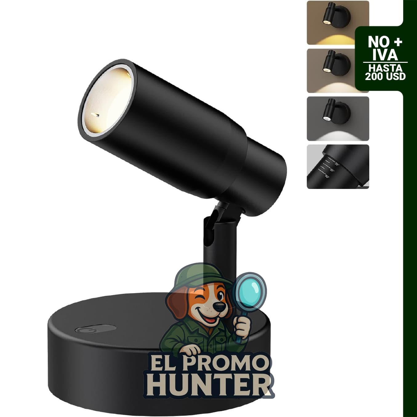 Foco con zoom recargable para interiores, regulable CCT, control remoto y temporizador para obras de arte.