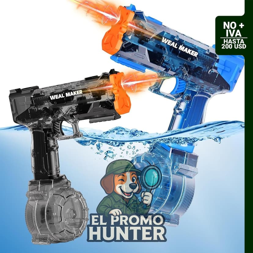 Pistola de agua eléctrica YTKIH, modelo 2026, con punta naranja y alcance de hasta 8 m (26 pies).
