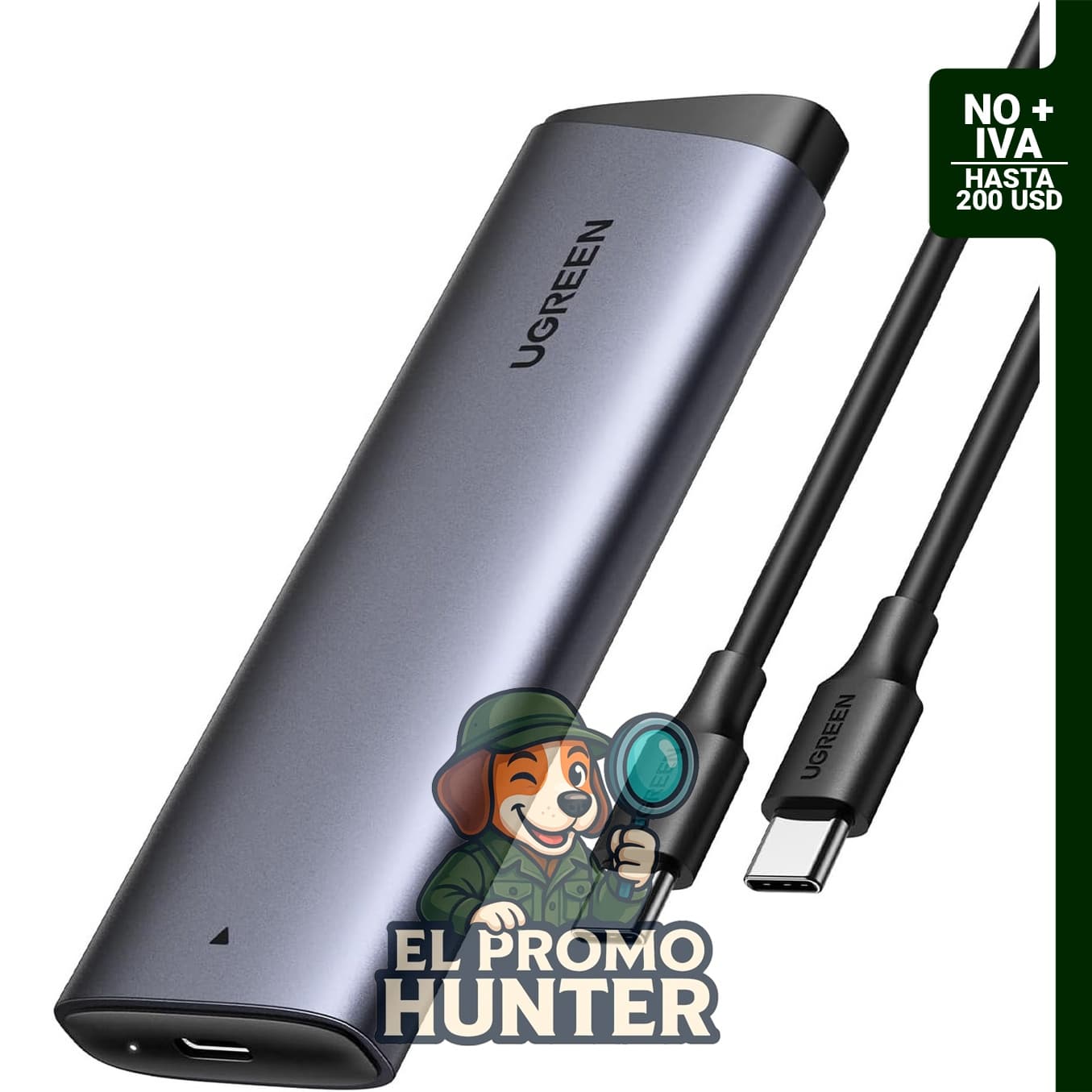 UGREEN Carcasa externa para SSD M.2 NVMe, compatible con UASP Trim, para unidades de 2230/2242/2260/2280.