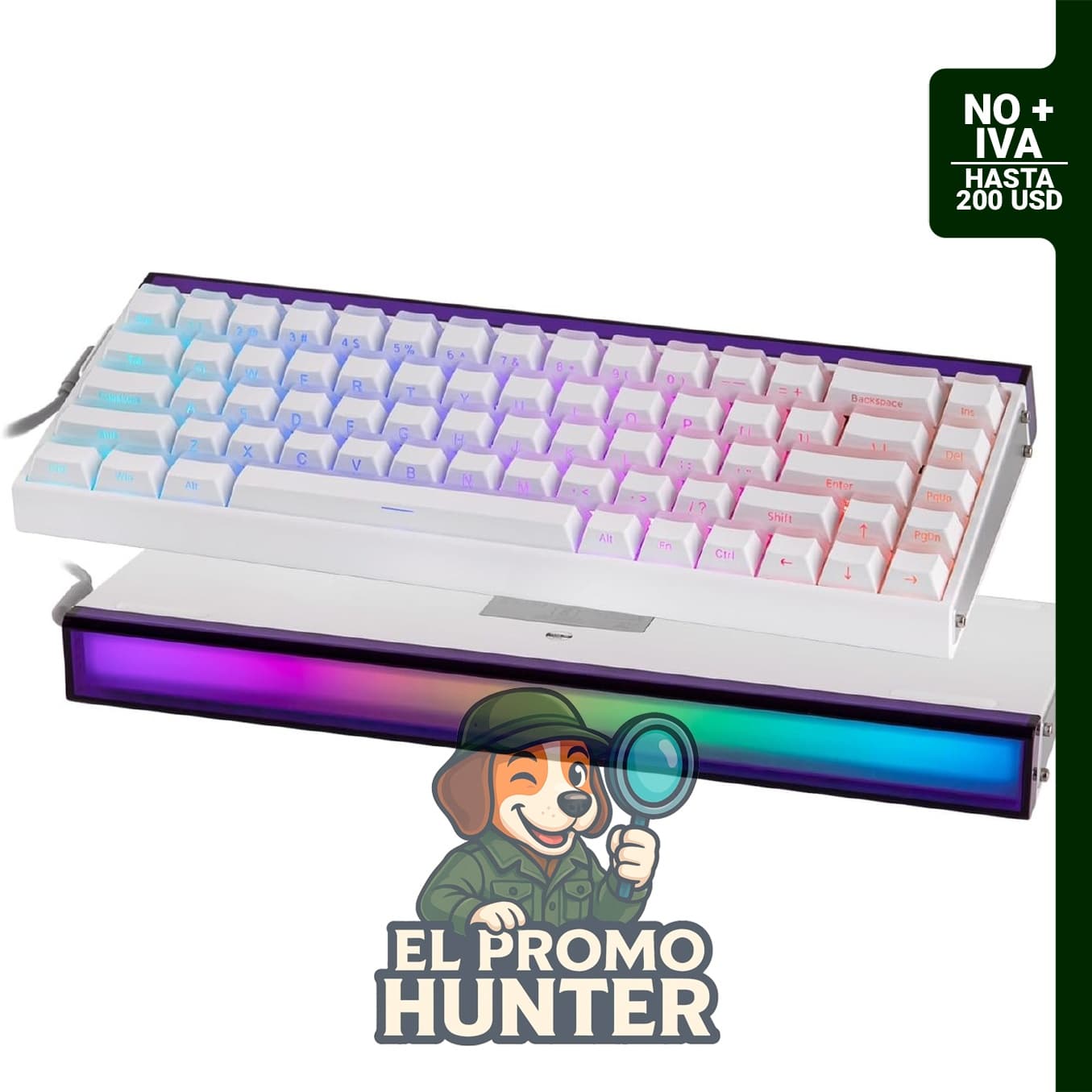 Teclado Gaming EPOMAKER Aula Hero 68 HE con conexión por cable, interruptores magnéticos y retroiluminación RGB.