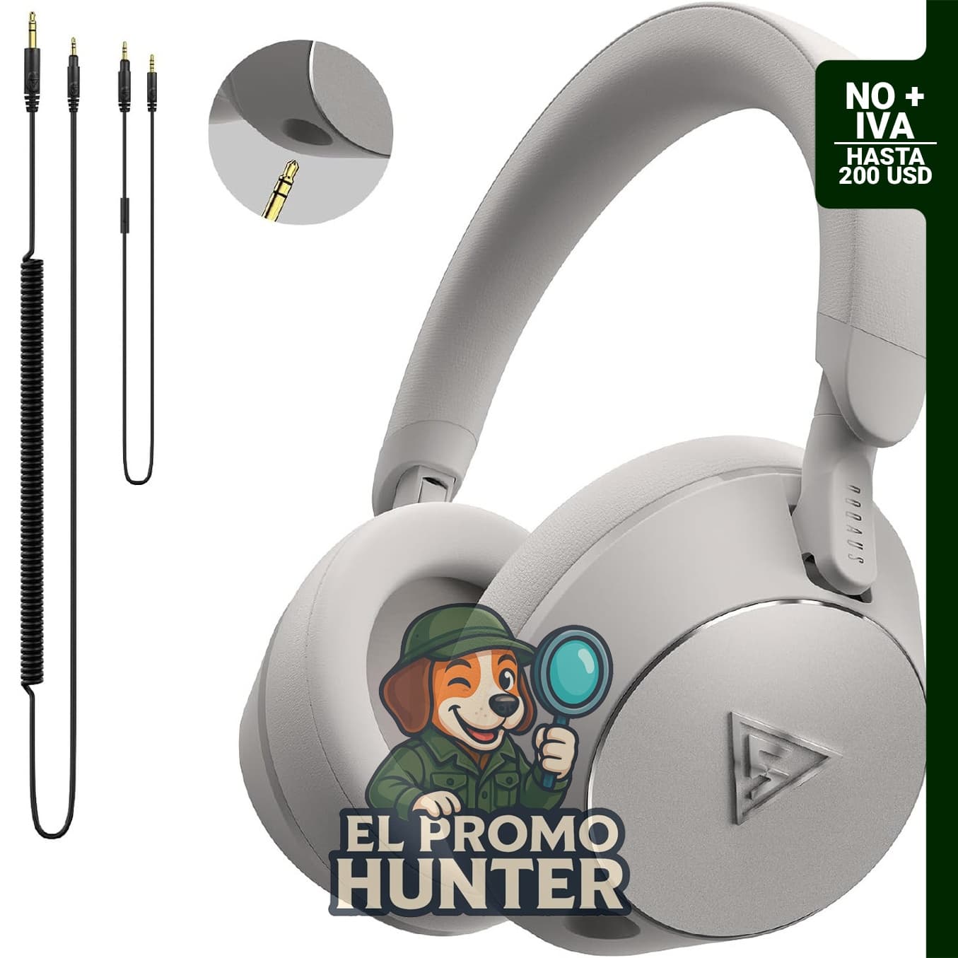 DOQAUS Auriculares DJ profesionales con cable para monitor de estudio, con conector dual para guitarra eléctrica.