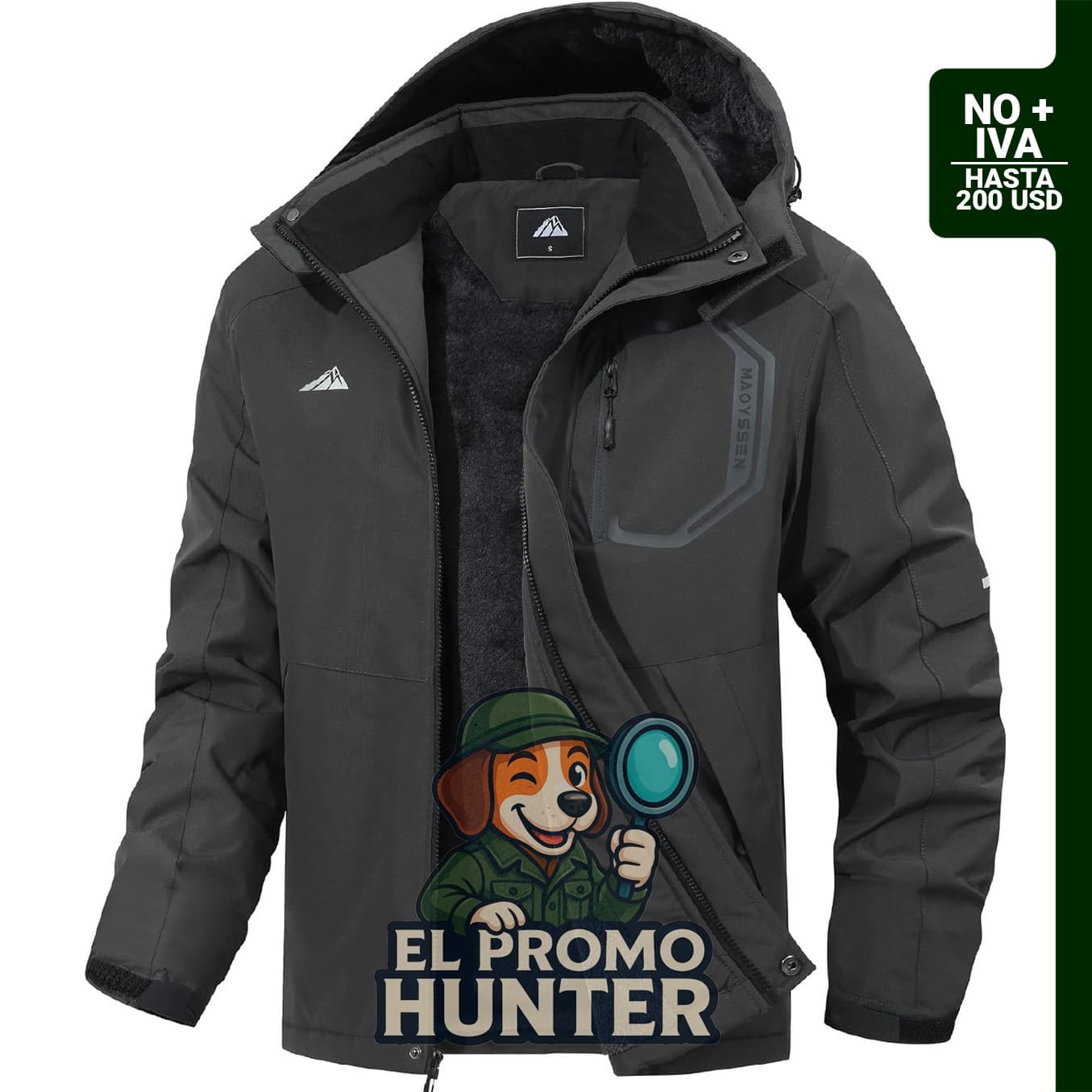 Chaqueta de esquí para hombre, impermeable, con forro de polar y múltiples bolsillos.