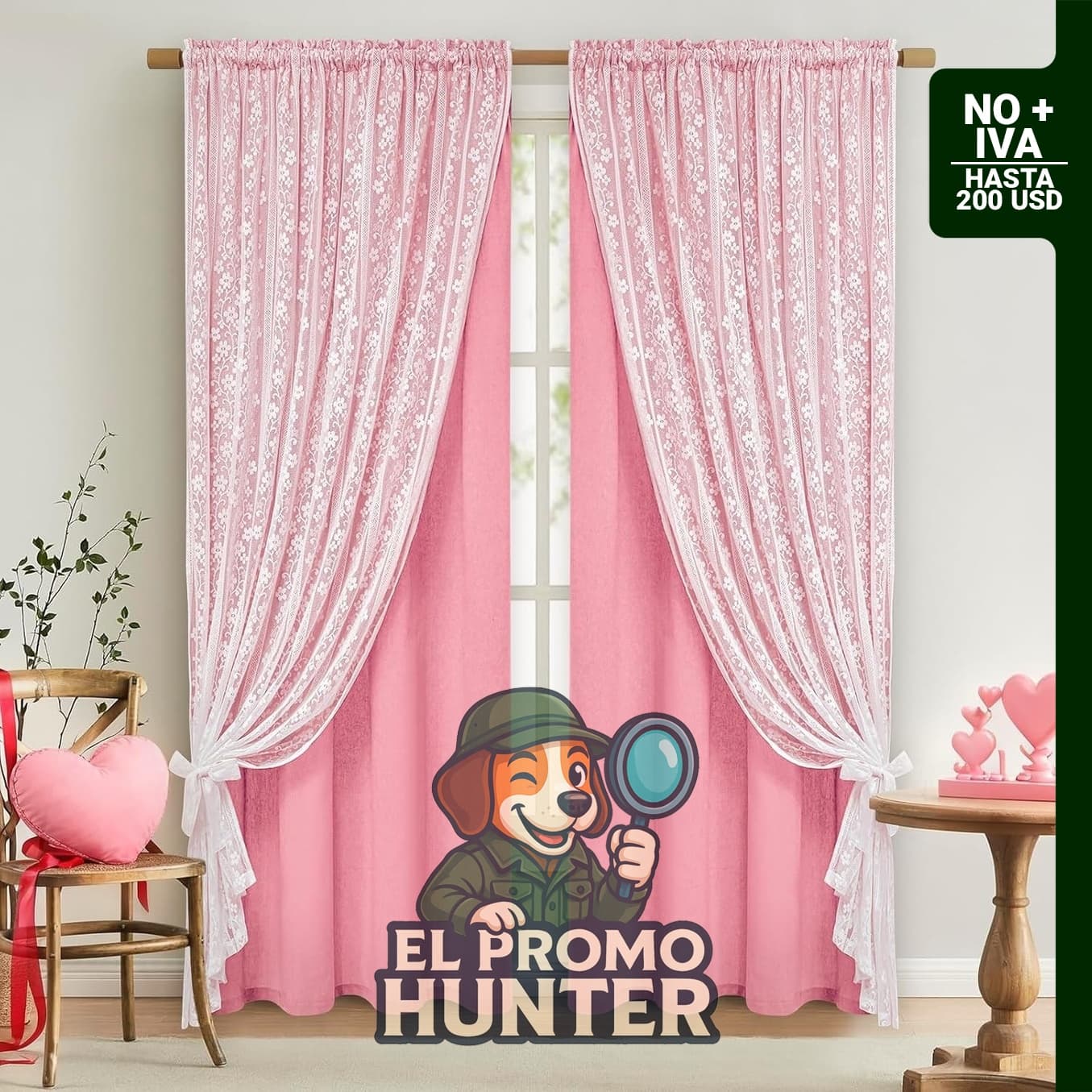 Cortinas ASPMIZ de doble capa con encaje de lino, 2 paneles de 52 x 63 pulgadas (132 x 160 cm).