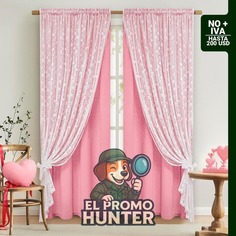 Cortinas ASPMIZ de doble capa con encaje de lino, 2 paneles de 52 x 63 pulgadas (132 x 160 cm).