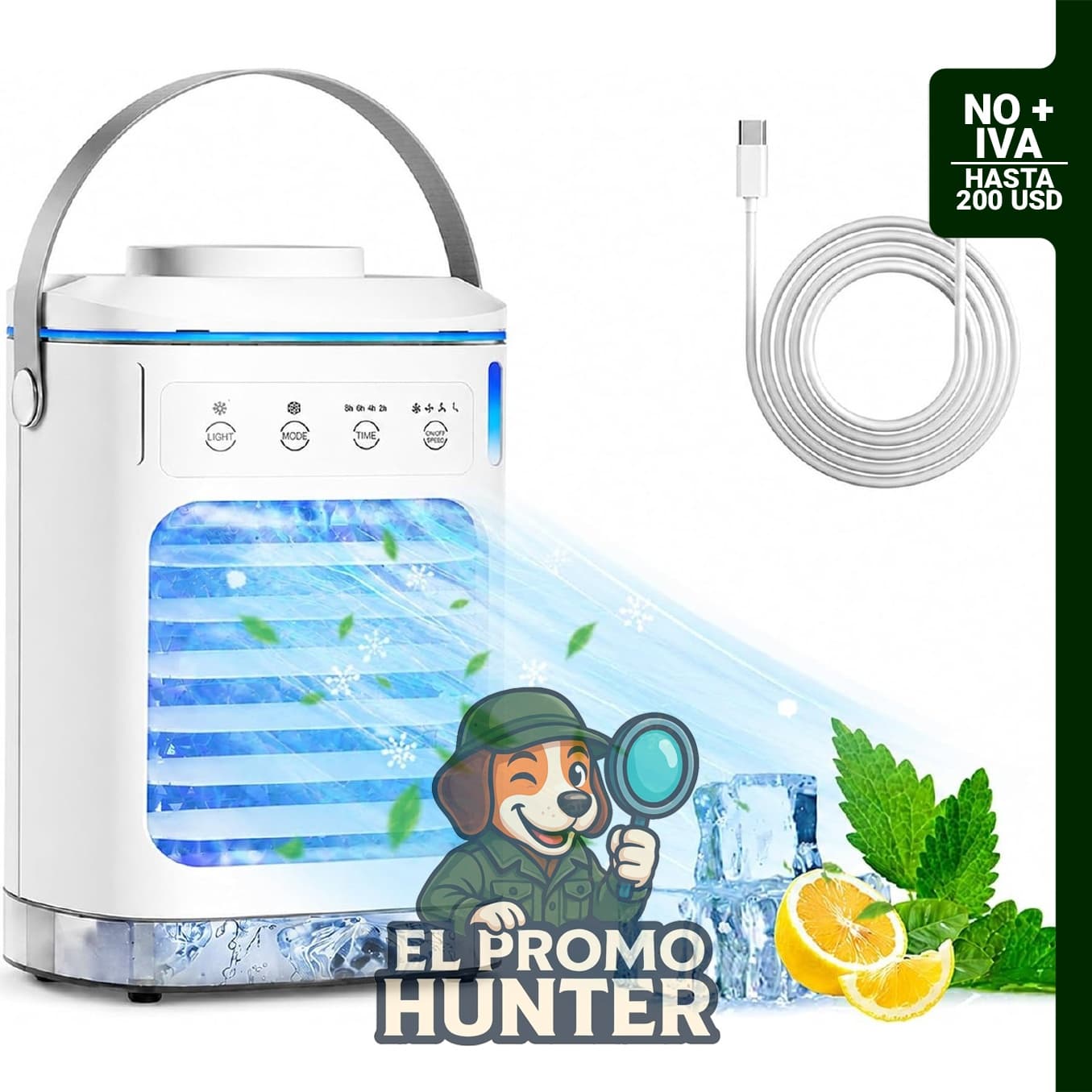 Enfriador de aire personal 2026 con 2 neblinas, 3 velocidades y temporizador de 2 a 8 horas, tanque de 900 ml.