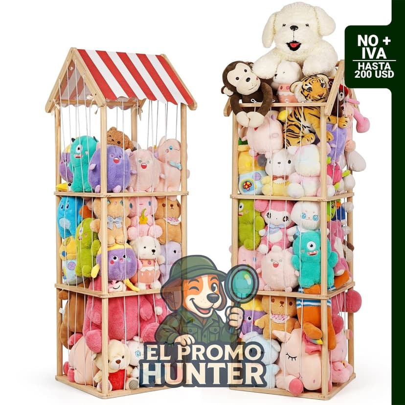 Organizador vertical de peluches Edudif, fabricado en madera, con capacidad para más de 40 juguetes.