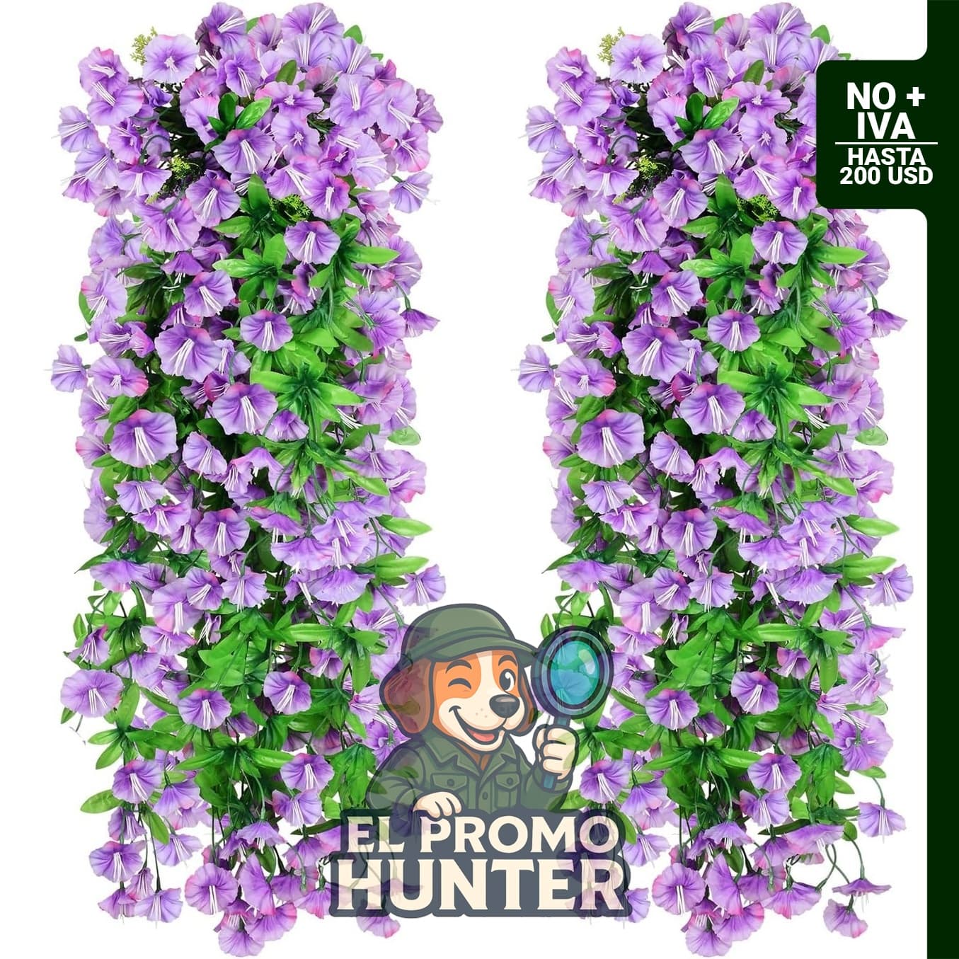 Pack de 2 flores colgantes artificiales de 80 cm, resistentes a rayos UV, para interiores y exteriores.