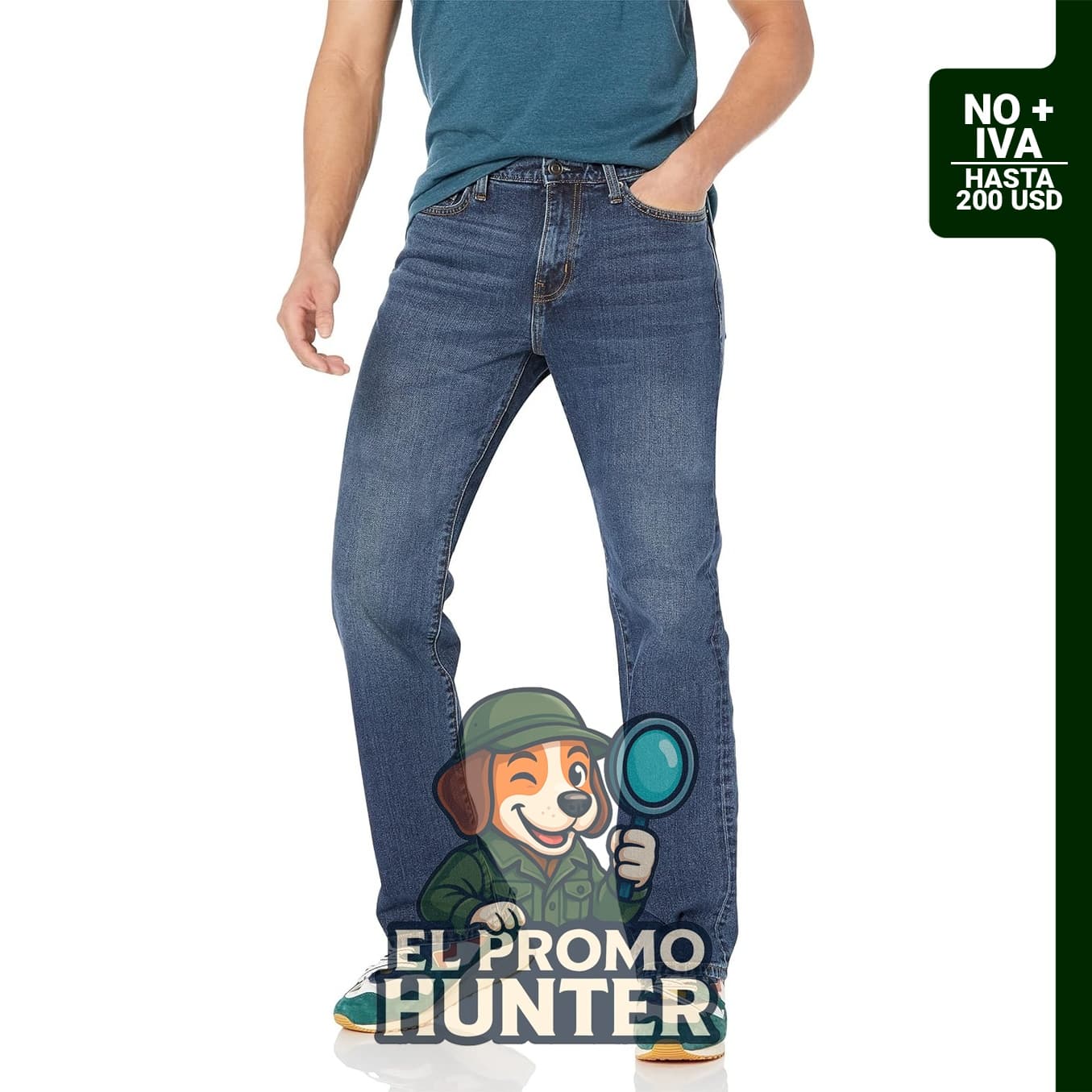 Amazon Essentials Pantalones vaqueros de corte recto para hombre, 98% algodón.
