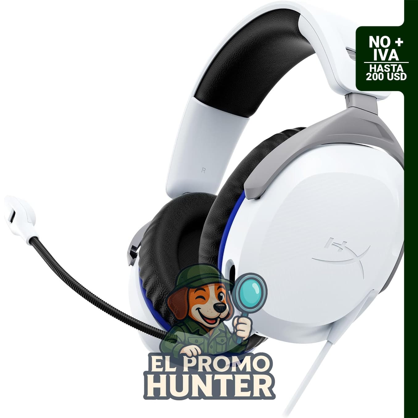HyperX Cloud Stinger 2 – Auriculares para gaming con cable, diseño ajustable y color blanco.