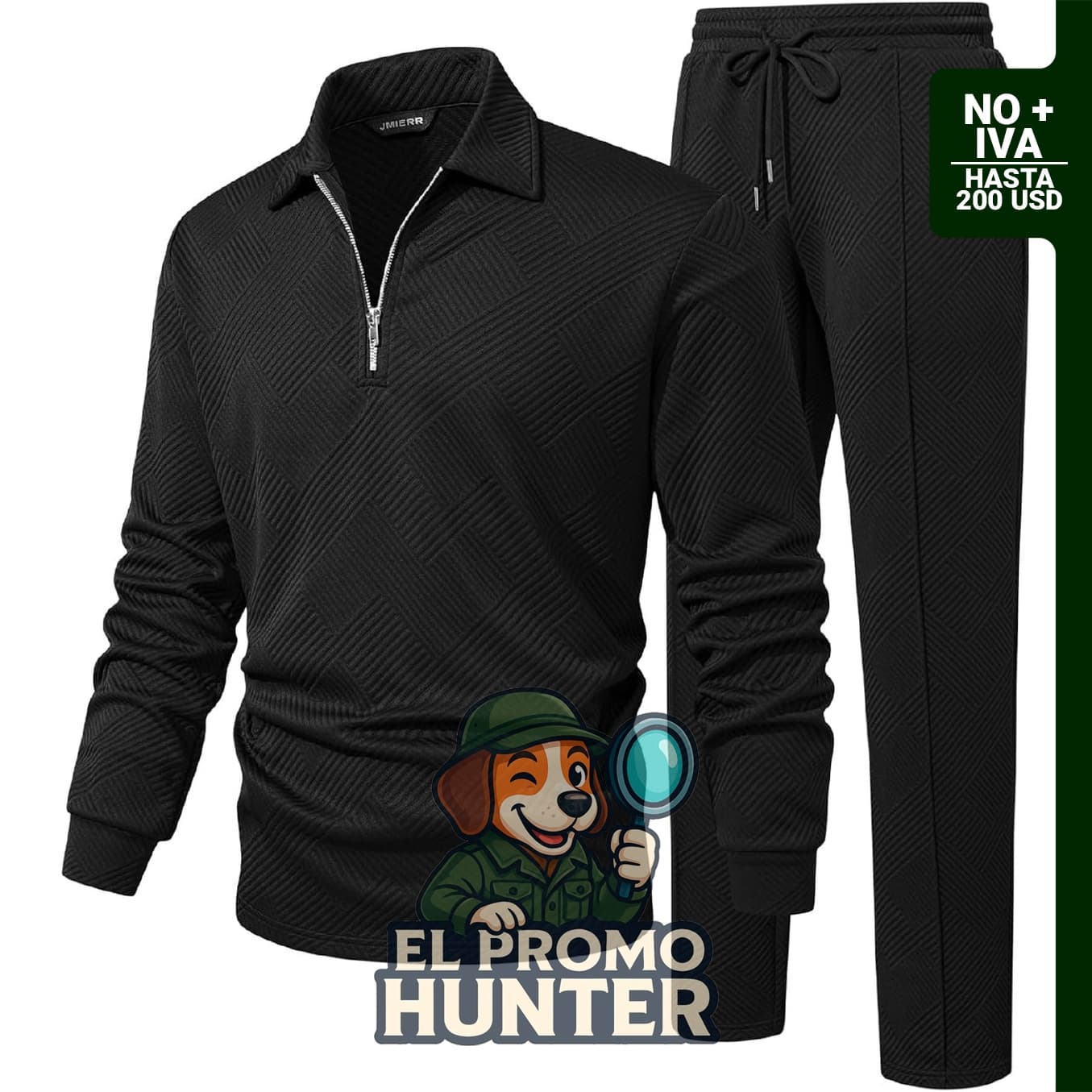 JMIERR conjunto deportivo de 2 piezas para hombre, incluye camiseta polo con cremallera de 1/4 y pantalones deportivos.